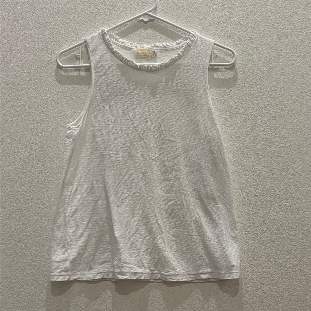 Nation LTD white ruffle crew neck tank top size S